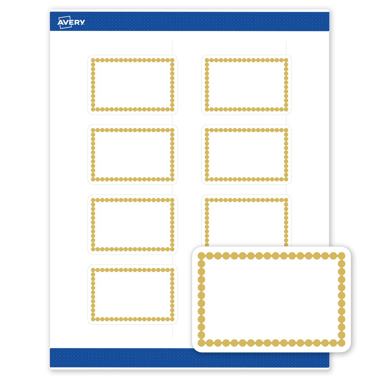 Avery Printable Rectangle Labels, Gold Beads, 2" x 3", Matte White Rectangle Labels, Permanent, Laser/Inkjet, 80ct, Great for Product Labels
